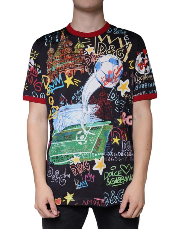 Dolce & Gabbana Multicolor Graphic Print Cotton Crew Neck T-shirt - Image 2