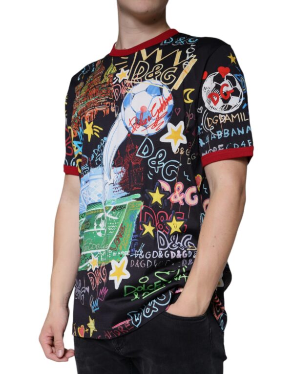 Dolce & Gabbana Multicolor Graphic Print Cotton Crew Neck T-shirt - Image 3