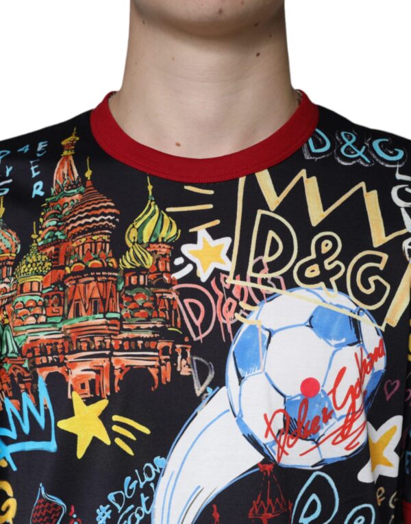 Dolce & Gabbana Multicolor Graphic Print Cotton Crew Neck T-shirt - Image 5