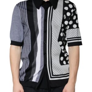 Dolce & Gabbana Black White Polka Dot Collared Polo T-shirt