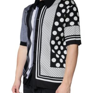 Dolce & Gabbana Black White Polka Dot Collared Polo T-shirt