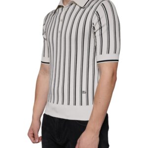 Dolce & Gabbana White Black Stripe Polo Short Sleeve T-shirt