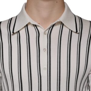 Dolce & Gabbana White Black Stripe Polo Short Sleeve T-shirt