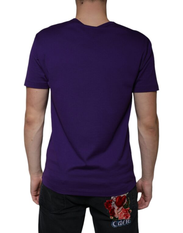 Dolce & Gabbana Purple DG Logo Cotton Crew Neck T-shirt - Image 4