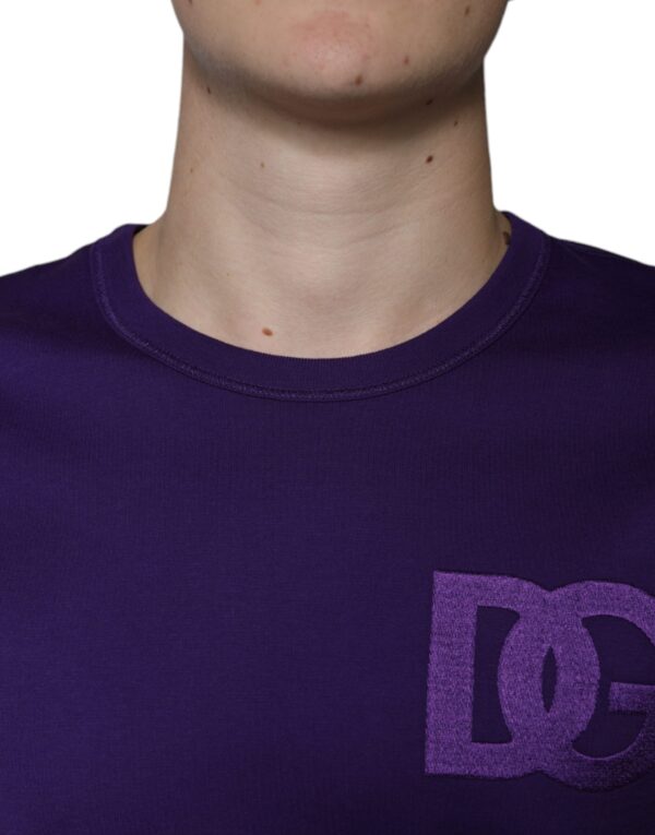 Dolce & Gabbana Purple DG Logo Cotton Crew Neck T-shirt - Image 5