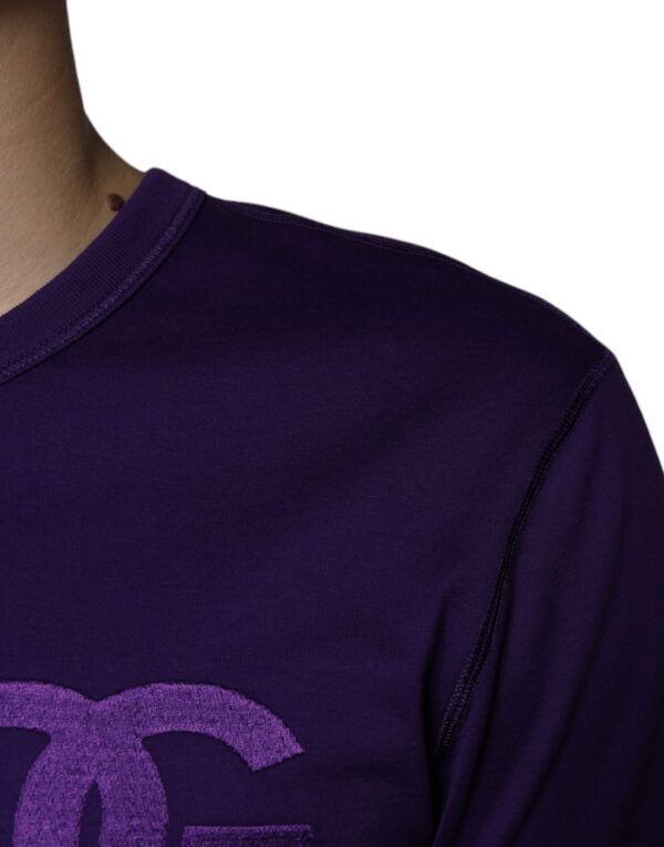 Dolce & Gabbana Purple DG Logo Cotton Crew Neck T-shirt - Image 6