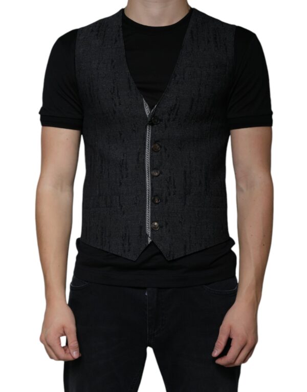 Dolce & Gabbana Black Wool Sleeveless Dress Waistcoat Vest - Image 2