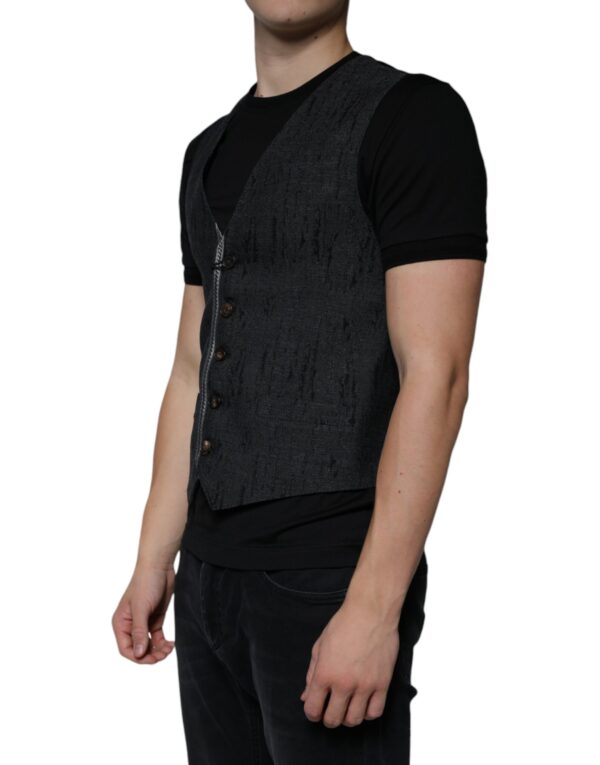 Dolce & Gabbana Black Wool Sleeveless Dress Waistcoat Vest - Image 3