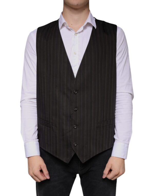 Dolce & Gabbana Black Cotton Waistcoat Dress Formal Vest - Image 2