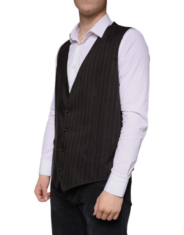 Dolce & Gabbana Black Cotton Waistcoat Dress Formal Vest - Image 3