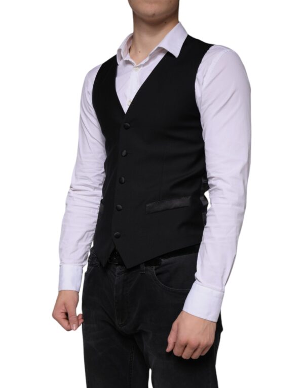 Dolce & Gabbana Black Wool Waistcoat Dress Formal Vest - Image 3