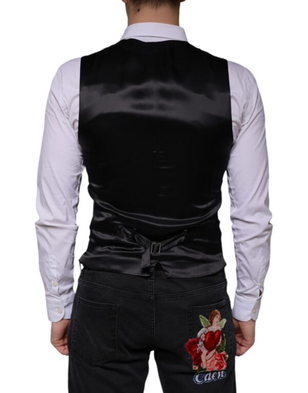 Dolce & Gabbana Black Wool Waistcoat Dress Formal Vest - Image 4