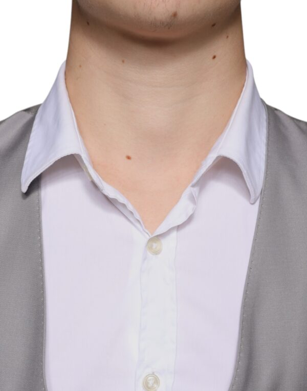 Dolce & Gabbana Light Gray Wool Formal Dress Waistcoat Vest - Image 5