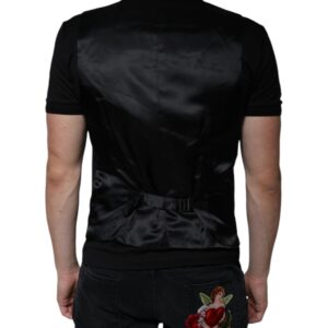 Dolce & Gabbana Black Wool Formal Dress Men Waistcoat Vest