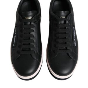 Dolce & Gabbana Black Leather Low Top Men Sneakers Shoes