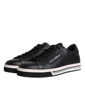 Dolce & Gabbana Black Leather Low Top Men Sneakers Shoes