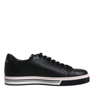 Dolce & Gabbana Black Leather Low Top Men Sneakers Shoes