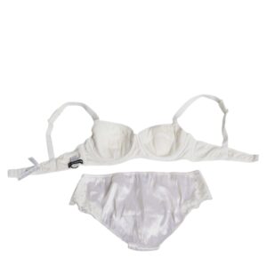 Dolce & Gabbana White Silk Stretch Panty Balconette Bra Underwear