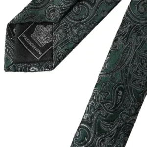 Dolce & Gabbana Green Floral Pattern 100% Silk Adjustable Men Tie