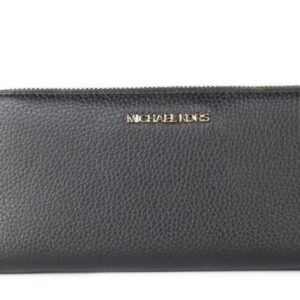 Michael Kors Jet Set Travel Large Black Pebble Leather Continental Wrist Wallet