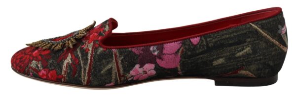 Dolce & Gabbana Multicolor Leather and Fabric Flats with Sacred Heart Patch - Image 5