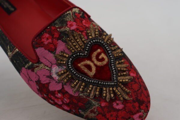 Dolce & Gabbana Multicolor Leather and Fabric Flats with Sacred Heart Patch - Image 7