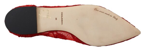 Dolce & Gabbana Red Crystal-Embellished Flats - Image 2