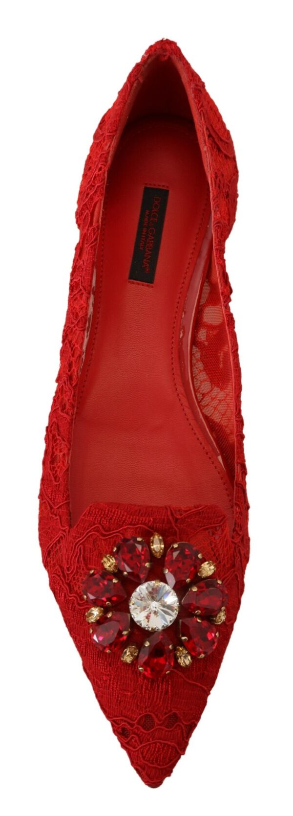 Dolce & Gabbana Red Crystal-Embellished Flats - Image 3