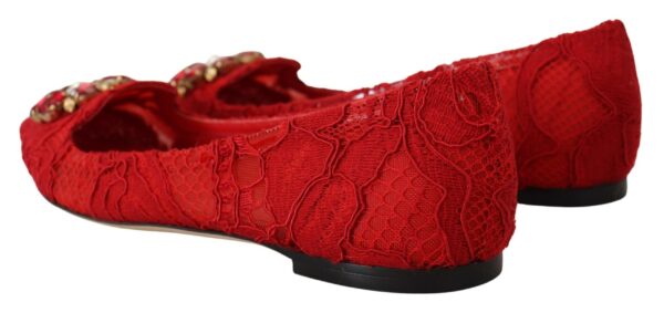 Dolce & Gabbana Red Crystal-Embellished Flats - Image 6