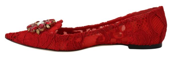 Dolce & Gabbana Red Crystal-Embellished Flats - Image 7