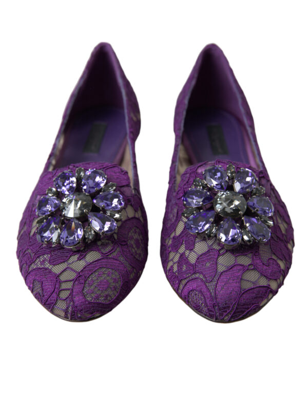 Dolce & Gabbana Elegant Floral Lace Vally Flat Shoes - Image 2