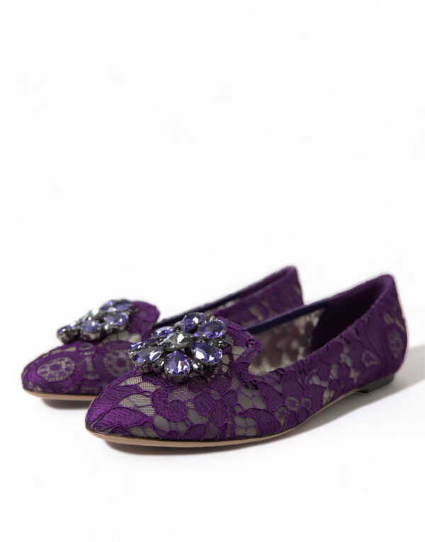 Dolce & Gabbana Elegant Floral Lace Vally Flat Shoes - Image 3