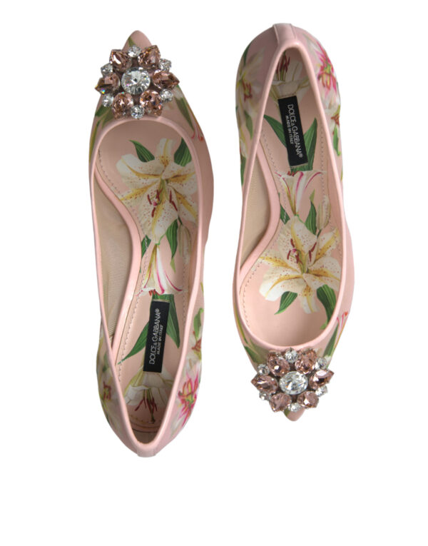 Dolce & Gabbana Elegant Pink Floral Crystal Pumps - Image 4