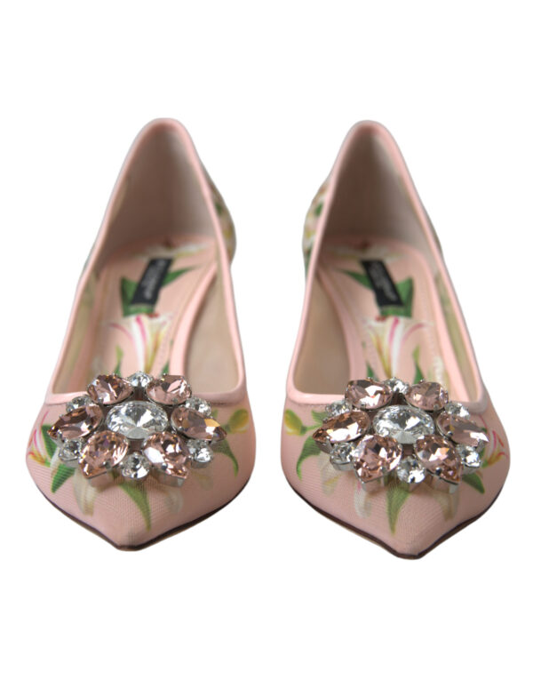 Dolce & Gabbana Elegant Pink Floral Crystal Pumps - Image 2