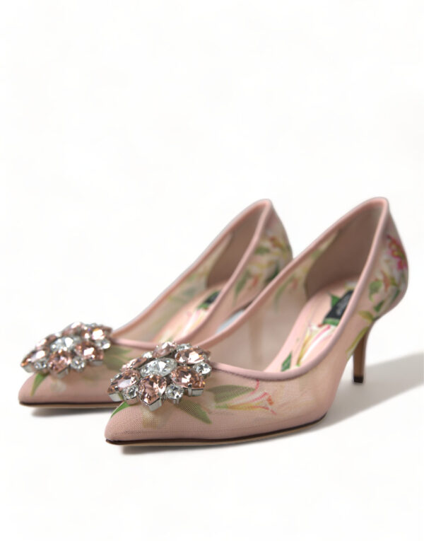 Dolce & Gabbana Elegant Pink Floral Crystal Pumps - Image 5