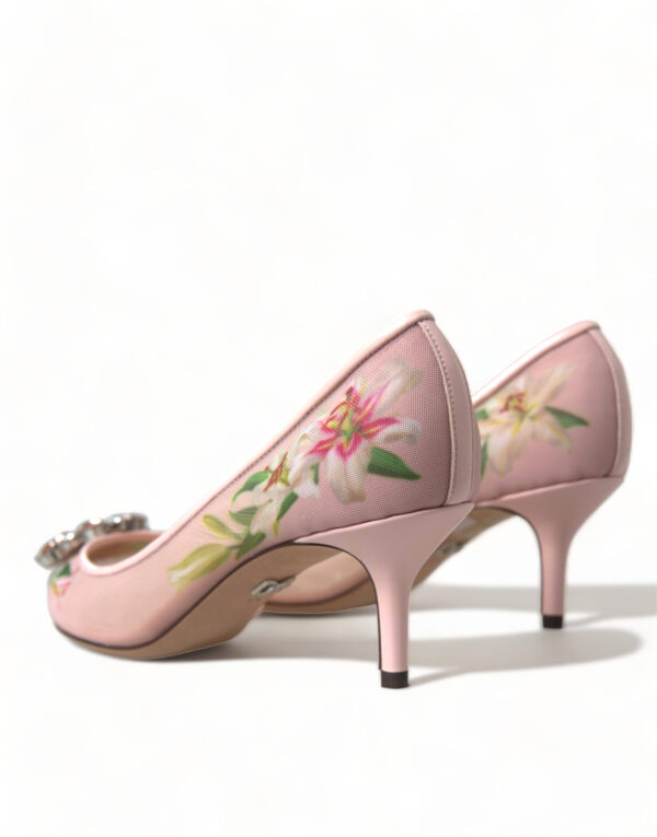 Dolce & Gabbana Elegant Pink Floral Crystal Pumps - Image 6