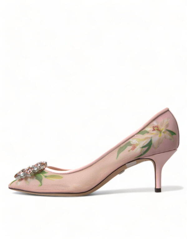 Dolce & Gabbana Elegant Pink Floral Crystal Pumps - Image 3