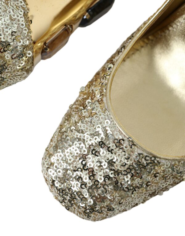 Dolce & Gabbana Gold Sequin Crystal Heels Pumps Shoes - Image 8