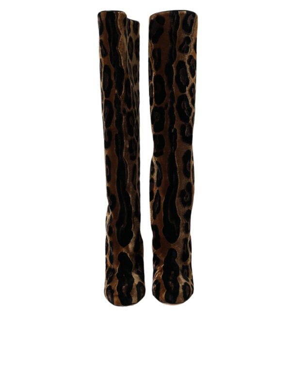 Dolce & Gabbana Brown Giraffe Velvet Leather Boots Shoes - Image 2