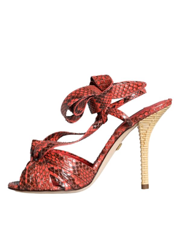 Dolce & Gabbana Coral Exotic Leather Heels Sandals Shoes - Image 4