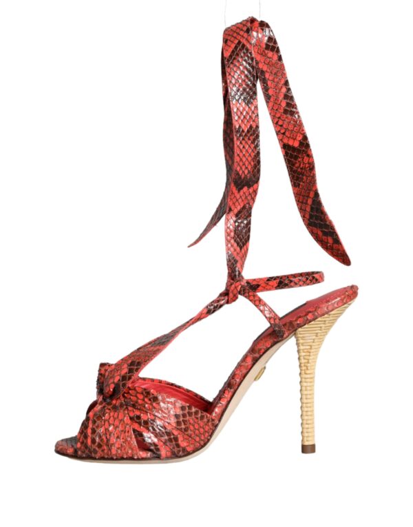 Dolce & Gabbana Coral Exotic Leather Heels Sandals Shoes - Image 6