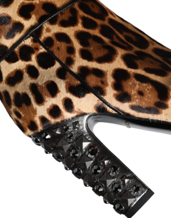 Dolce & Gabbana Beige Black Leopard Knee High Boots Shoes - Image 7