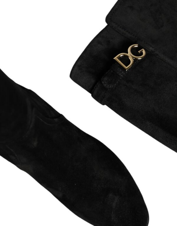 Dolce & Gabbana Black Suede Leather Knee High Boots Shoes - Image 8