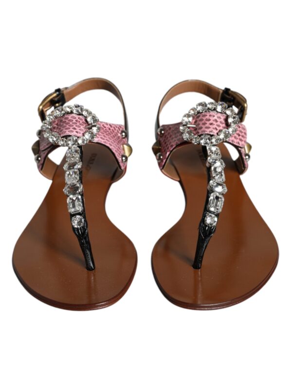 Dolce & Gabbana Multicolor Crystal Sandals Flip Flops Shoes - Image 2