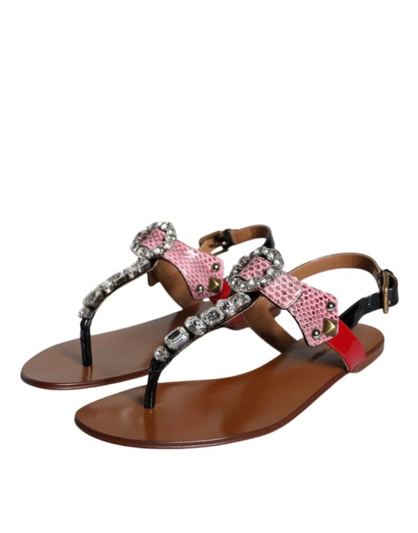 Dolce & Gabbana Multicolor Crystal Sandals Flip Flops Shoes - Image 3