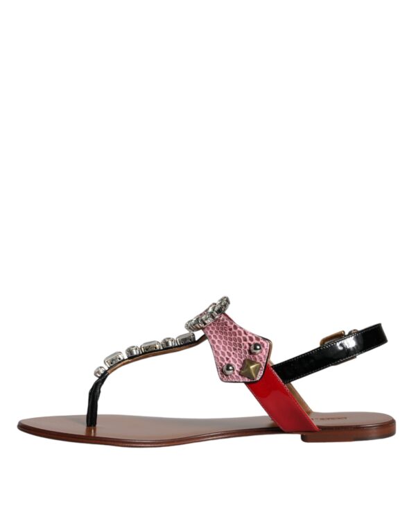 Dolce & Gabbana Multicolor Crystal Sandals Flip Flops Shoes - Image 5