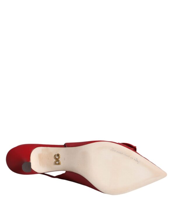 Dolce & Gabbana Red Devotion Leather Heels Slingback Shoes - Image 6