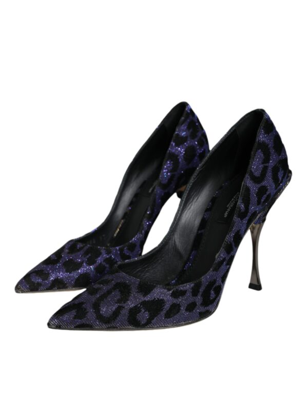 Dolce & Gabbana Violet Leopard Lurex High Heels Pumps Shoes - Image 3