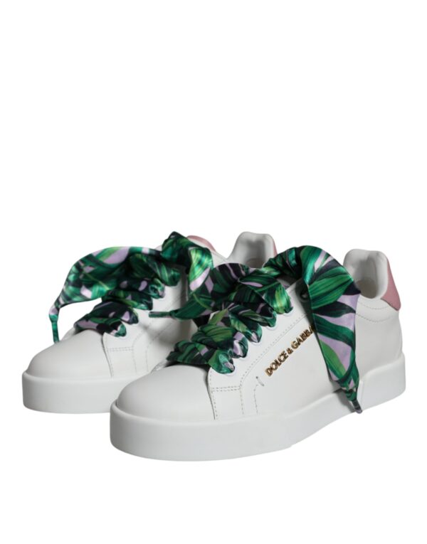 Dolce & Gabbana White Leather Portofino Low Top Sneakers Shoes - Image 3