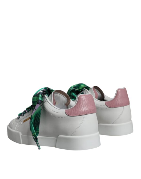 Dolce & Gabbana White Leather Portofino Low Top Sneakers Shoes - Image 4